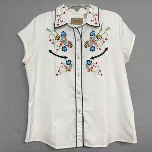 Scully Womens Western Top Size XL Embroidered Pearl Snap Cowgirl Western Wear